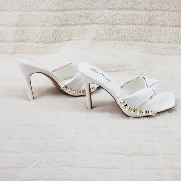 Darian Slip On White Open Toe High Heel Clogs Mules Slides - Picture 9 of 10